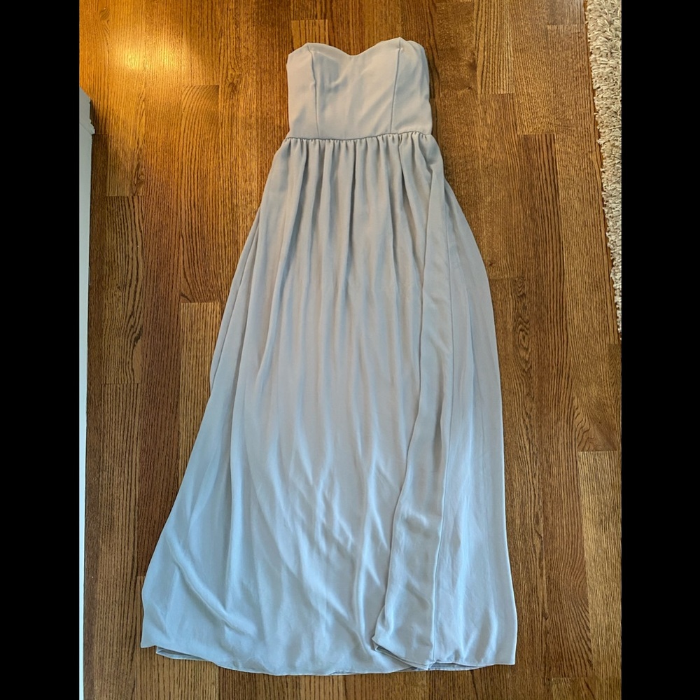 LULUs Grey formal strapless dress